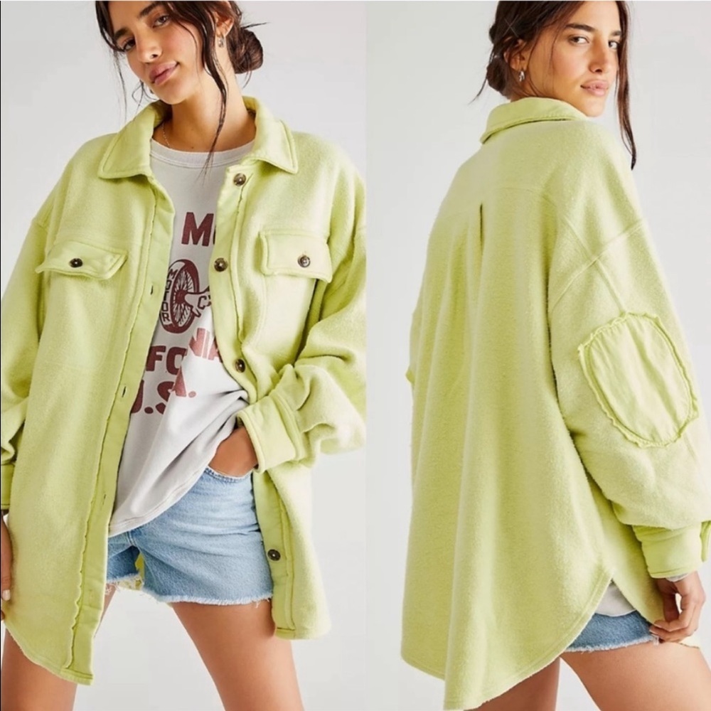 SALE NWT Free People Ruby Fleece Jacket Yellow Size Large PRICE FIRM